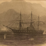 US Steam Sloop “Pensacola” passing the Rebel batteries in the Potomac / Vessels of Gen. Burnside’s Expedition off Fort Monroe